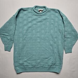 Vintage Dana Scott Sweater Large Geometric Knit Pullover USA 90s Acrylic